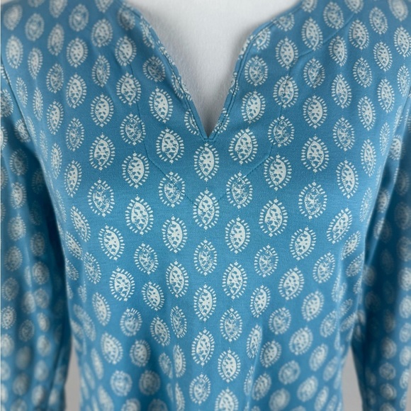 L.L. Bean 100% Supima Cotton Tunic Top Blue Print Size‎ M - Picture 4 of 11